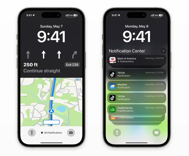 银州苹果维修服务分享iOS17锁屏地图导航半屏显示长什么样 